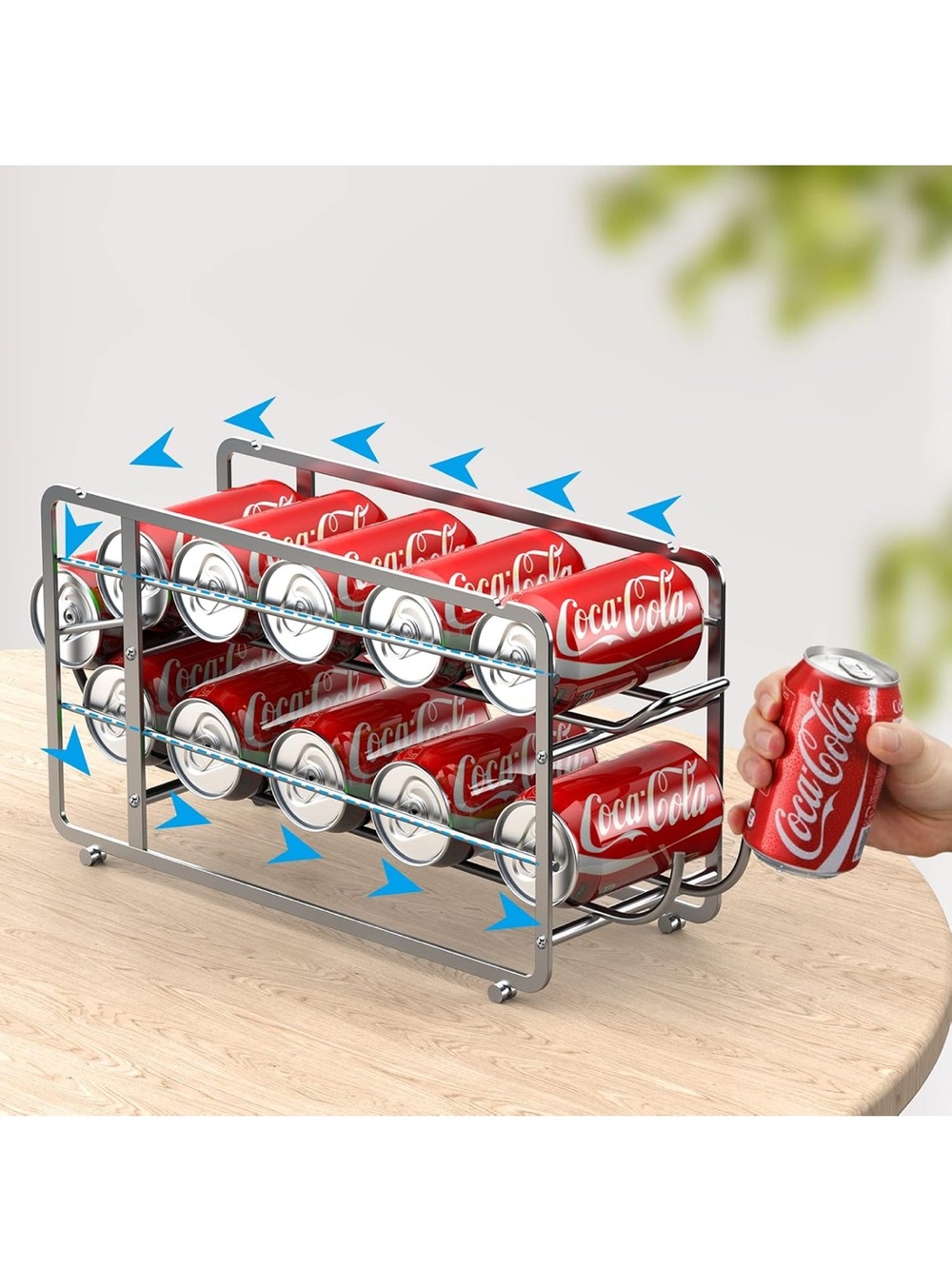 Chrome Can Dispenser Rack. Holds 12 cans